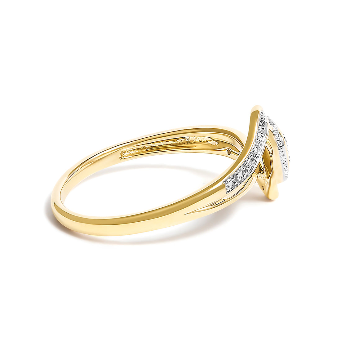 10K Yellow Gold Diamond Accent Filigree Heart Promise Ring (I-J Color, I3 Clarity)- Size 7 by Bids.com