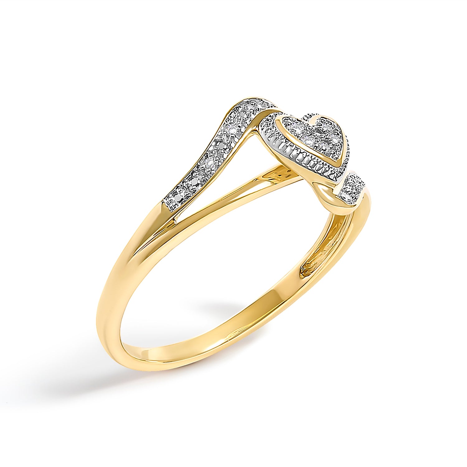 10K Yellow Gold Diamond Accent Filigree Heart Promise Ring (I-J Color, I3 Clarity)- Size 7 by Bids.com