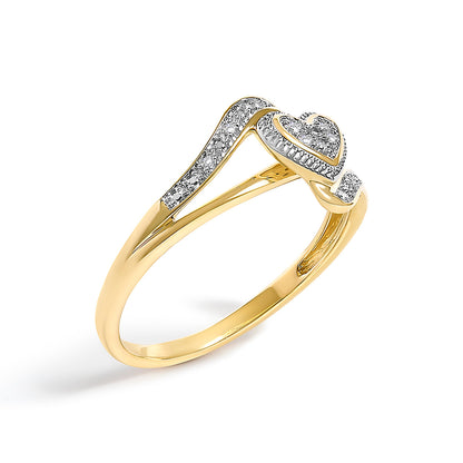 10K Yellow Gold Diamond Accent Filigree Heart Promise Ring (I-J Color, I3 Clarity)- Size 7 by Bids.com