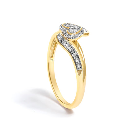 10K Yellow Gold Diamond Accent Filigree Heart Promise Ring (I-J Color, I3 Clarity)- Size 7 by Bids.com
