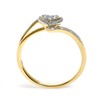 10K Yellow Gold Diamond Accent Filigree Heart Promise Ring (I-J Color, I3 Clarity)- Size 7 by Bids.com