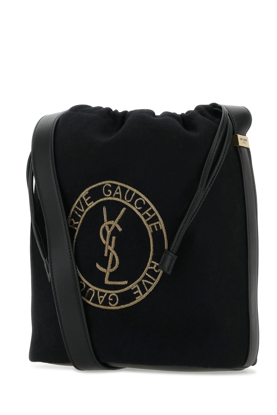Saint Laurent Men Black Felt Rive De Gauche Bucket Bag  DestGlow