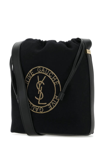 Saint Laurent Men Black Felt Rive De Gauche Bucket Bag  DestGlow
