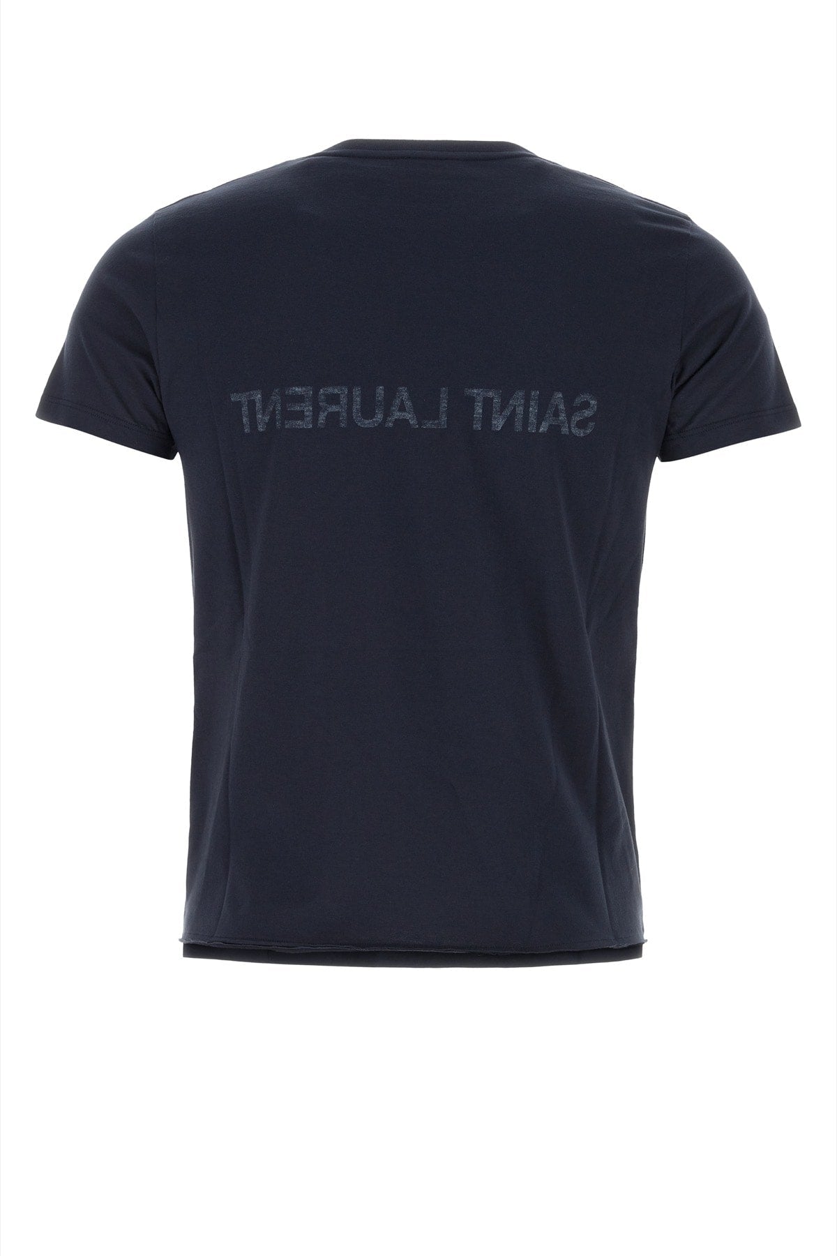 Saint Laurent Men Navy Blue Cotton T-Shirt by Luosophy