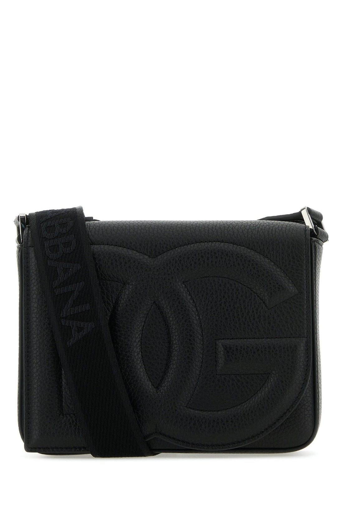 Dolce &amp; Gabbana Men Black Leather Medium Dg Logo Crossbody Bag by Luosophy