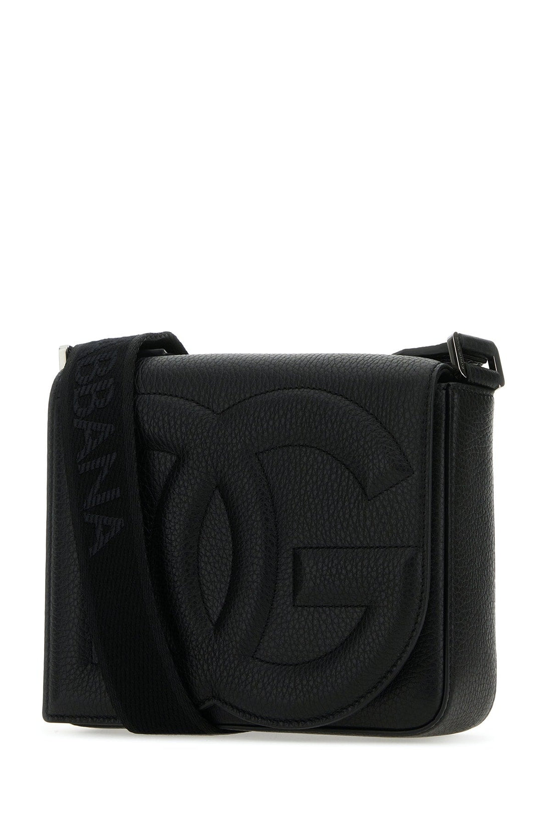 Dolce &amp; Gabbana Men Black Leather Medium Dg Logo Crossbody Bag by Luosophy