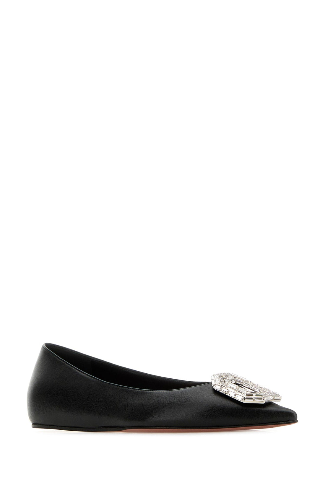 Amina Muaddi Women Camelia Flat Nappa Black White Buc by Luosophy