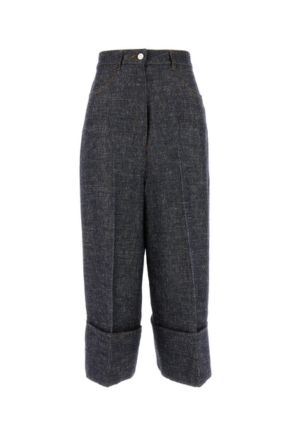 Givenchy Women Denim Blue Linen Blend Palazzo Pant by Luosophy
