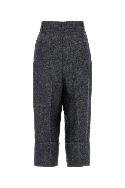Givenchy Women Denim Blue Linen Blend Palazzo Pant by Luosophy