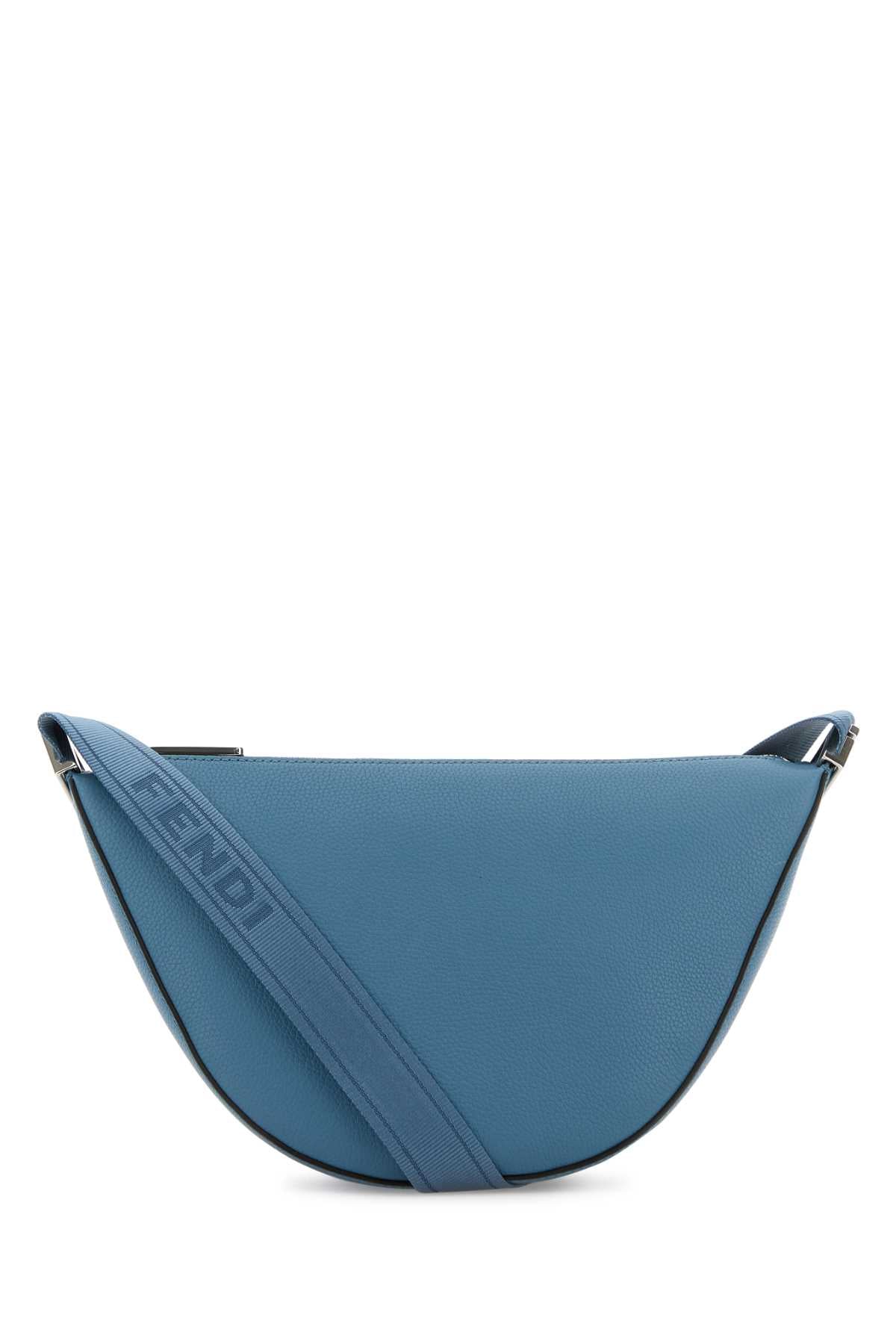 Fendi Men Cerulean Blue Leather Small Fendi Melon Crossbody Bag by Luosophy