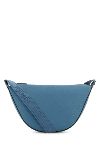 Fendi Men Cerulean Blue Leather Small Fendi Melon Crossbody Bag by Luosophy