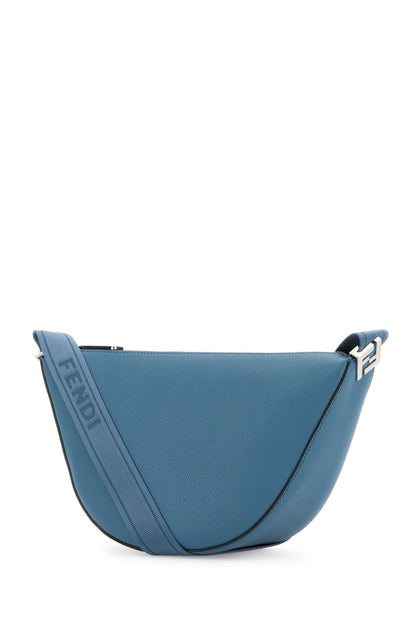 Fendi Men Cerulean Blue Leather Small Fendi Melon Crossbody Bag by Luosophy