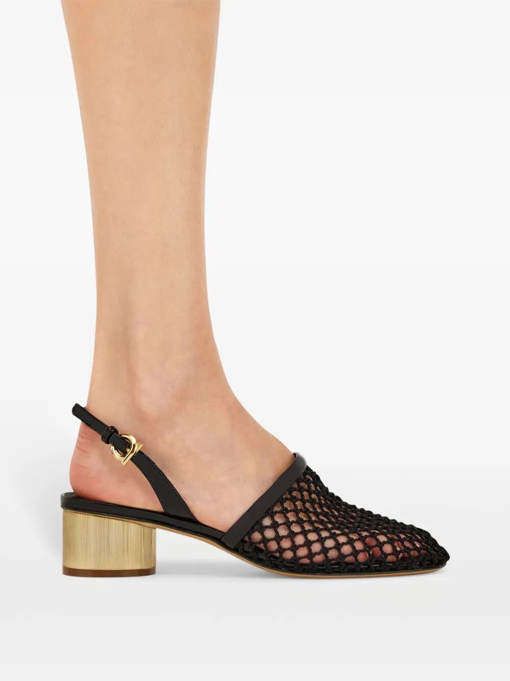 Ferragamo Women Kay 40 Mesh And Leather Slingback 