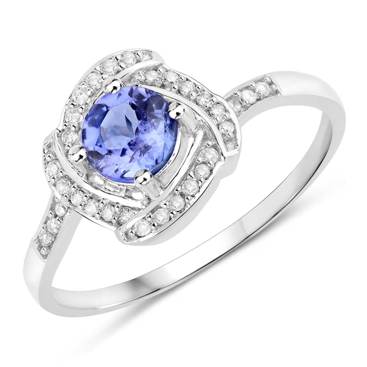 0.55 Carat Genuine Tanzanite and White Diamond 14K White Gold Ring by Bids.com