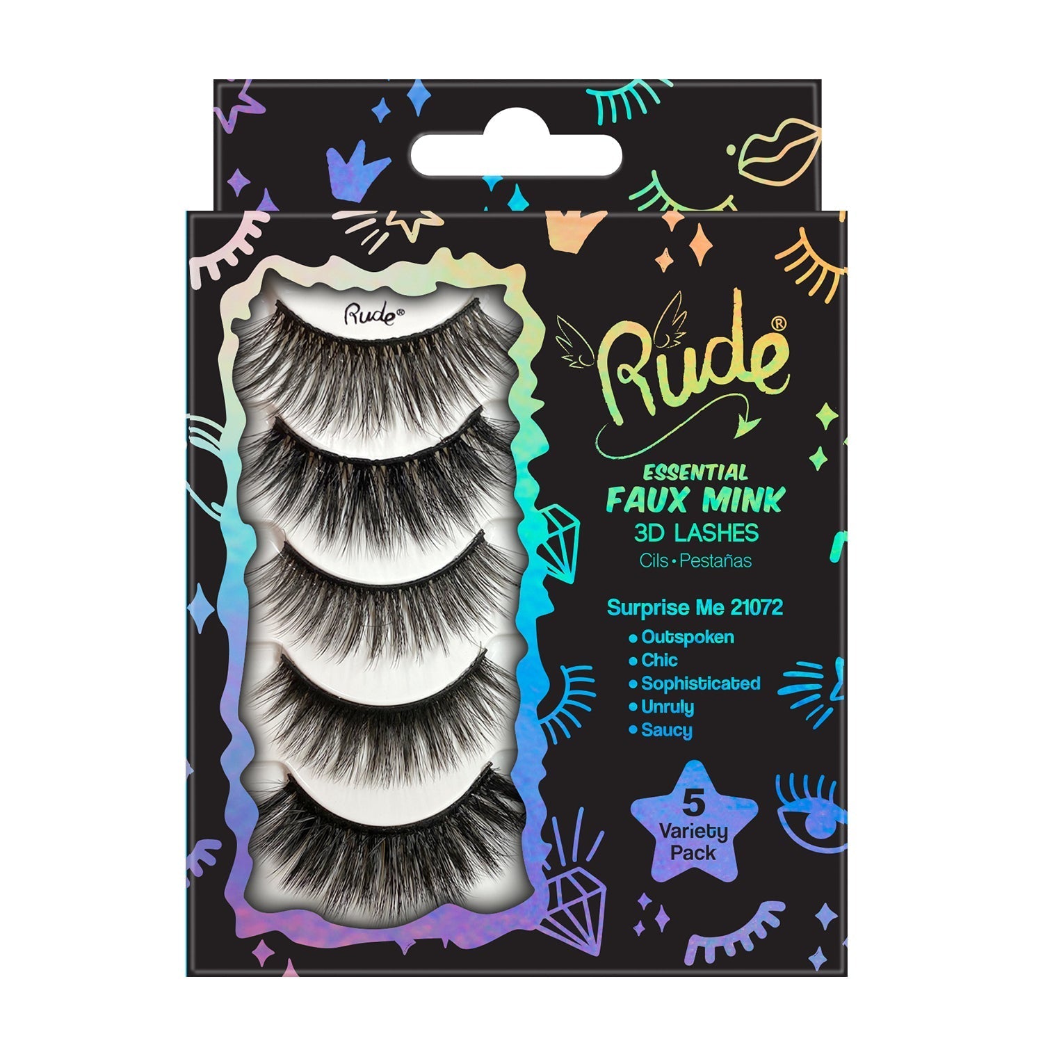 RUDE Essential Faux Mink 3D Lashes 5 Variety Pack - Surprise Me - DestGlow