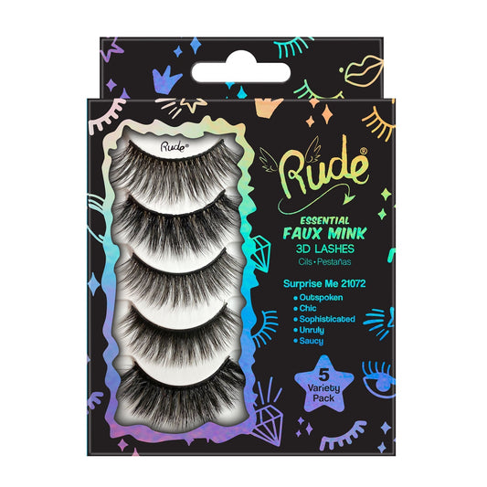 RUDE Essential Faux Mink 3D Lashes 5 Variety Pack - Surprise Me - DestGlow