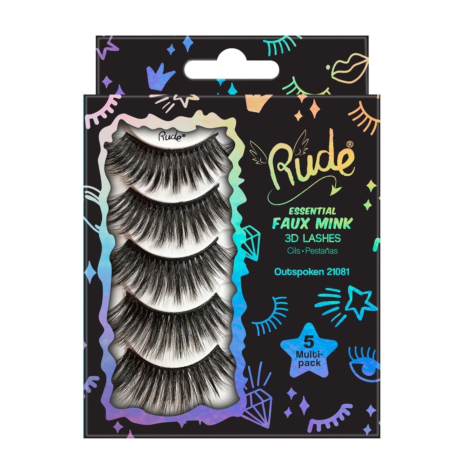 Rude Essential Faux Mink 3D Lashes 5 Multi-Pack - Outspoken - DestGlow