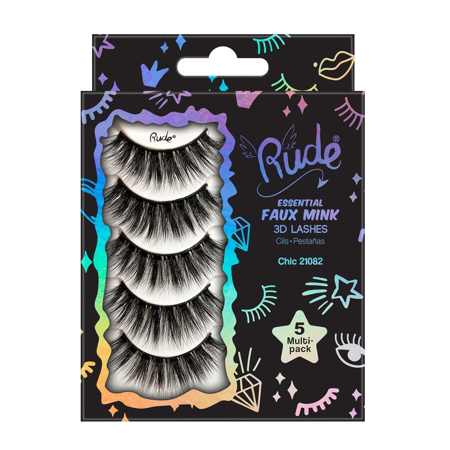 Rude Essential Faux Mink 3D Lashes 5 Multi-Pack 