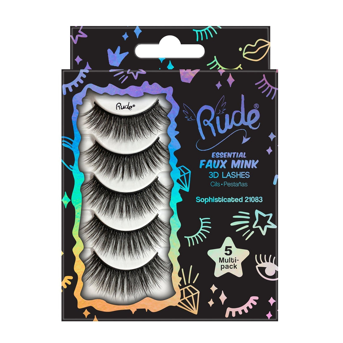 Rude Essential Faux Mink 3D Lashes 5 Multi-Pack - Sophisticated - DestGlow