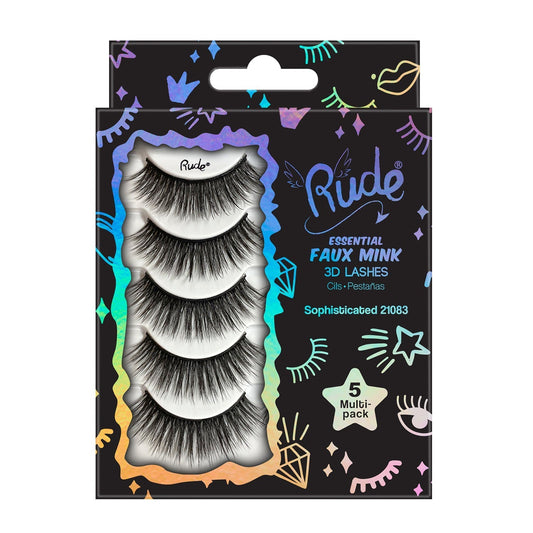 Rude Essential Faux Mink 3D Lashes 5 Multi-Pack - Sophisticated - DestGlow