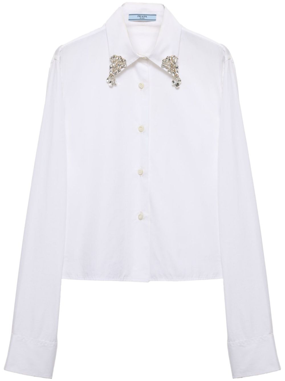 Prada Women Camicia Boxy In Popeline Ricamata by Luosophy