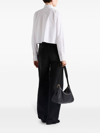 Prada Women Camicia Boxy In Popeline Ricamata by Luosophy