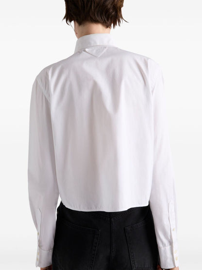 Prada Women Camicia Boxy In Popeline Ricamata by Luosophy