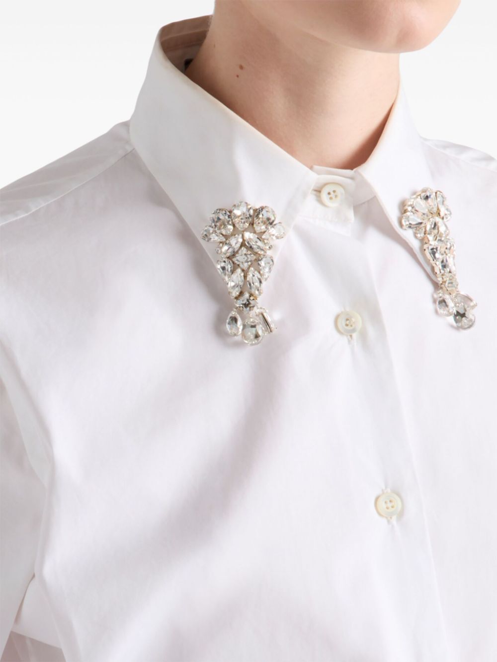 Prada Women Camicia Boxy In Popeline Ricamata by Luosophy