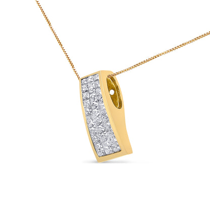 14K Yellow Gold 1 1/2 cttw Princess Cut Diamond Greek Column Pendant Necklace (G-H, VS1-VS2) by Bids.com