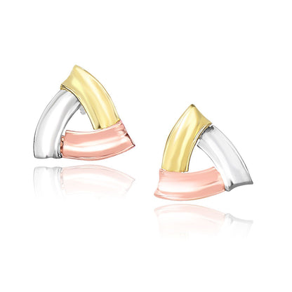14k Tri-Color Gold Triangular Open Style Post Earrings by Bids.com
