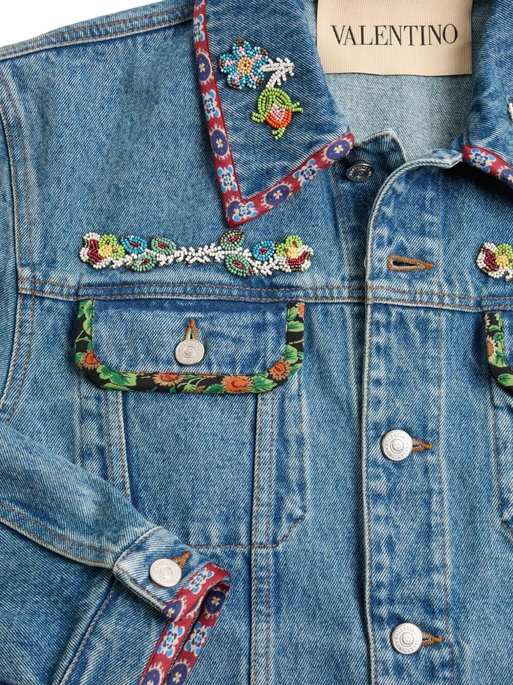 Valentino Garavani Men Embroidered Denim Jacket by Luosophy