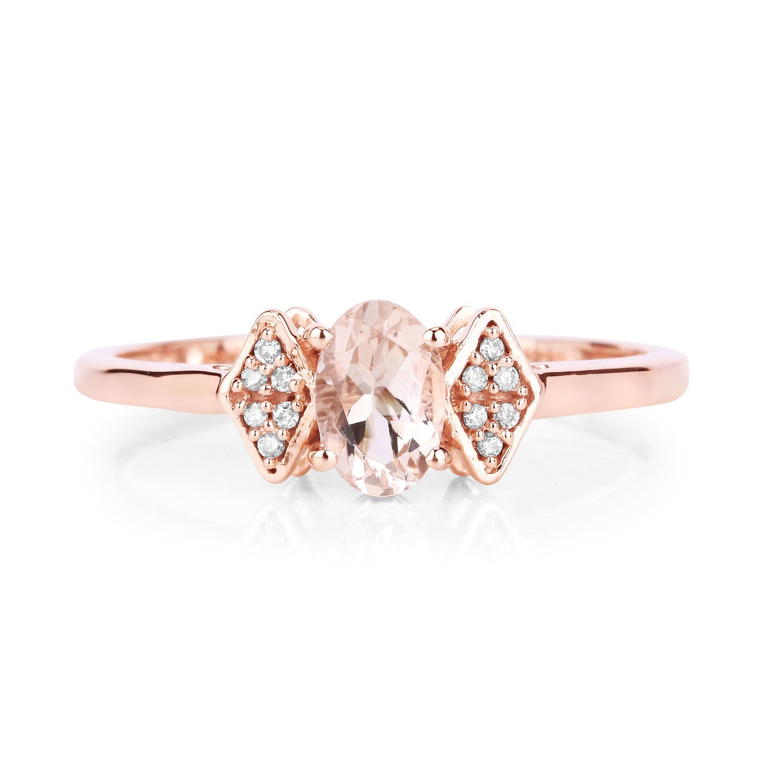 0.46 Carat Genuine Morganite and White Diamond 14K Rose Gold Ring by Bids.com