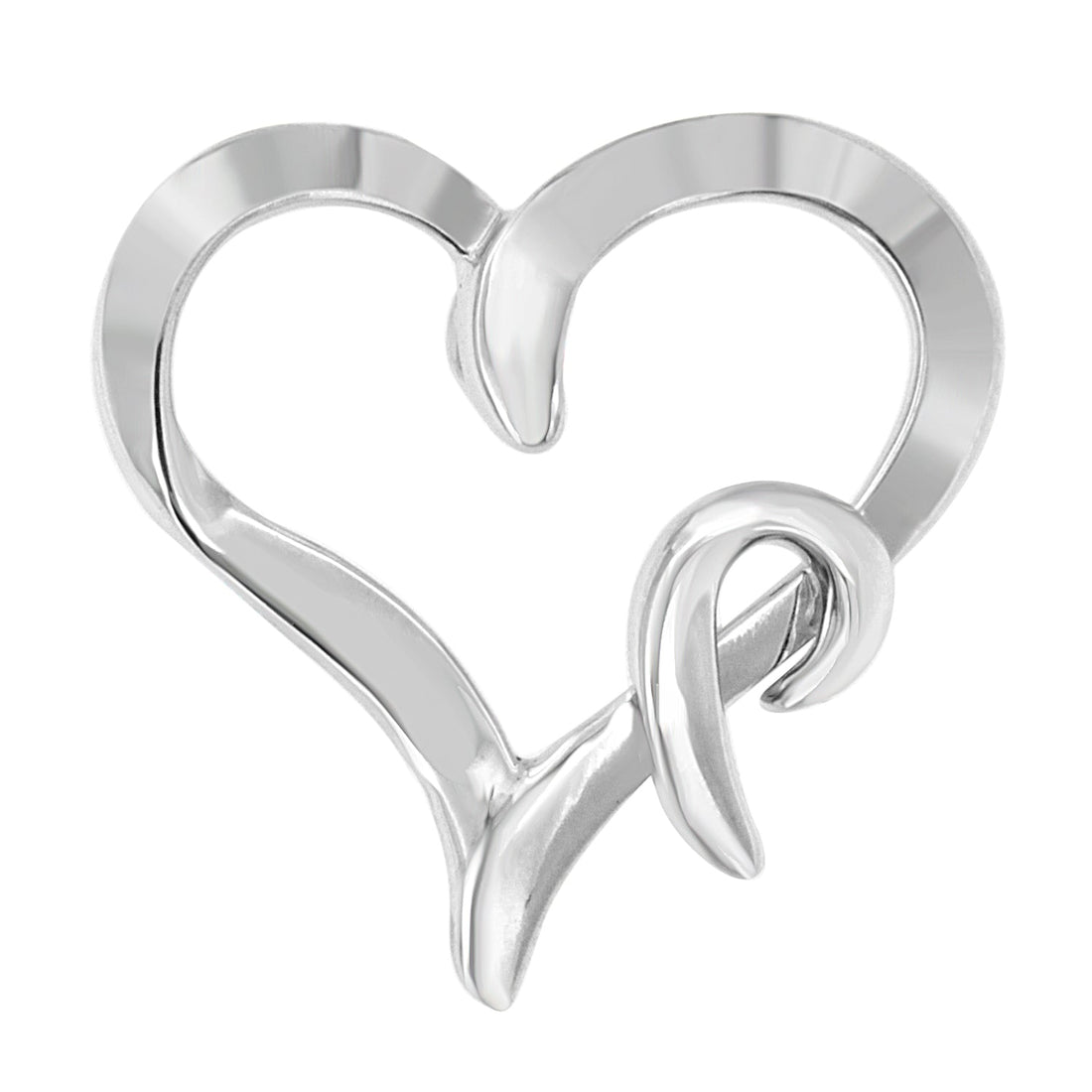 .925 Sterling Silver Heart Shaped Pendant Necklace by Bids.com