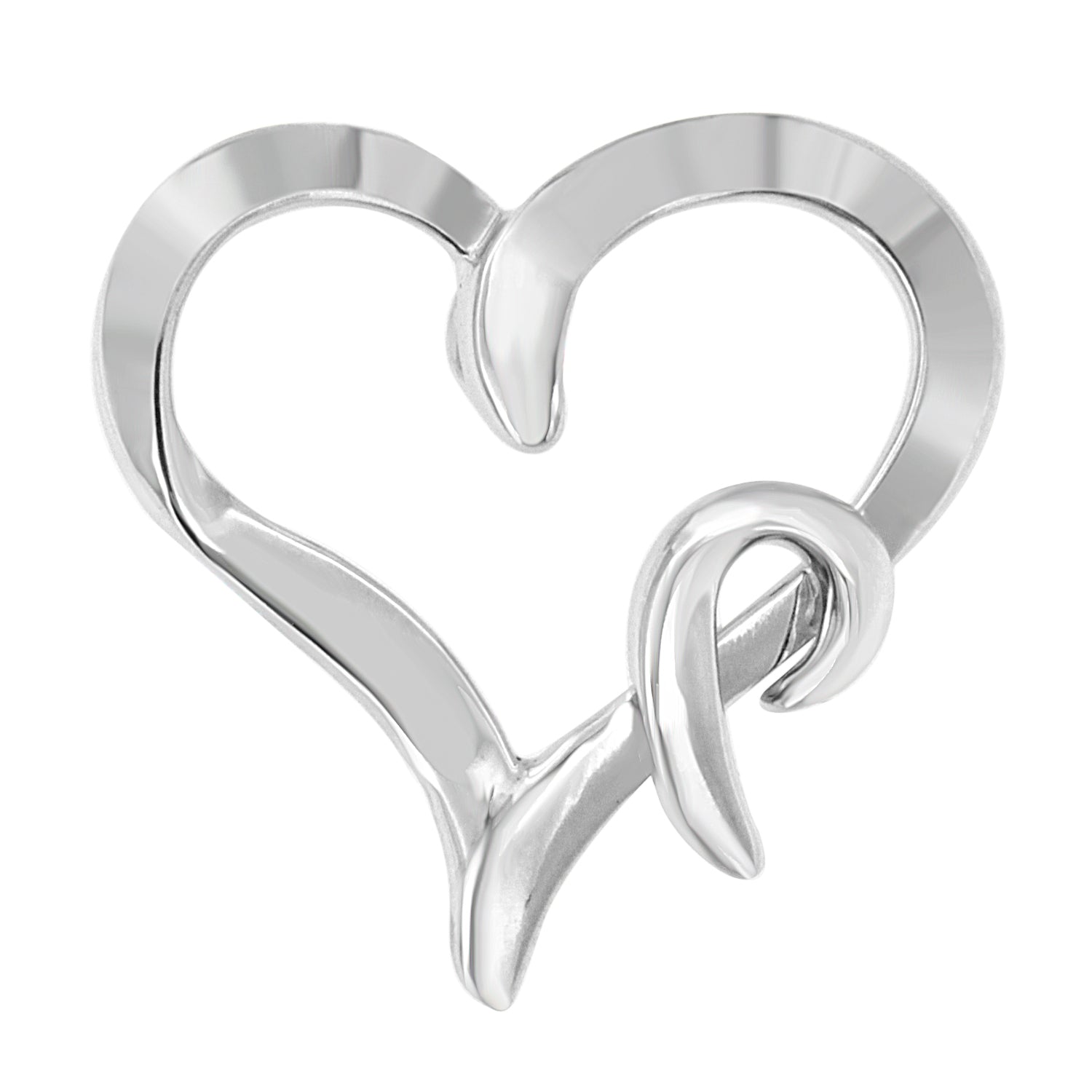 .925 Sterling Silver Heart Shaped Pendant Necklace by Bids.com