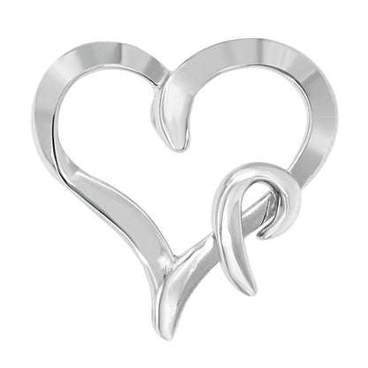 .925 Sterling Silver Heart Shaped Pendant Necklace by Bids.com