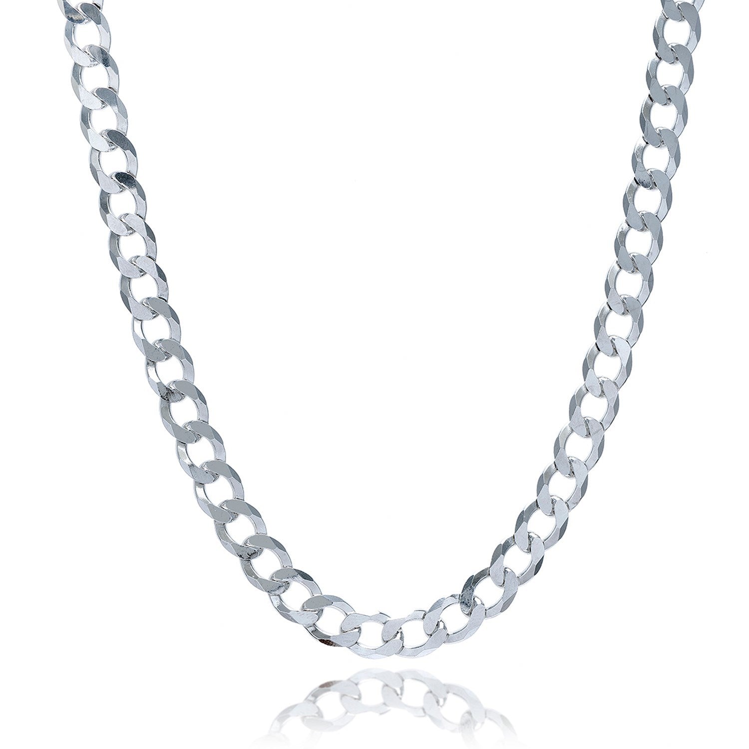 Rhodium Plated 7.9mm Sterling Silver Curb Style Chain by Bids.com