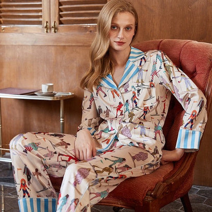 Women's Animal Print Pajama Set - Leopard Print Short Sleeve Shirt & Pants