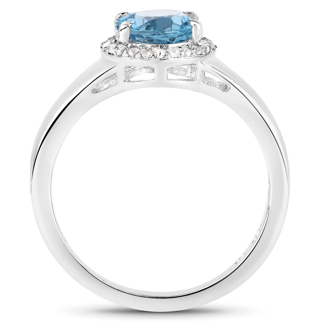 2.13 Carat Genuine London Blue Topaz and White Topaz .925 Sterling Silver Ring by Bids.com