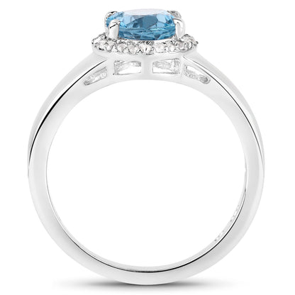 2.13 Carat Genuine London Blue Topaz and White Topaz .925 Sterling Silver Ring by Bids.com