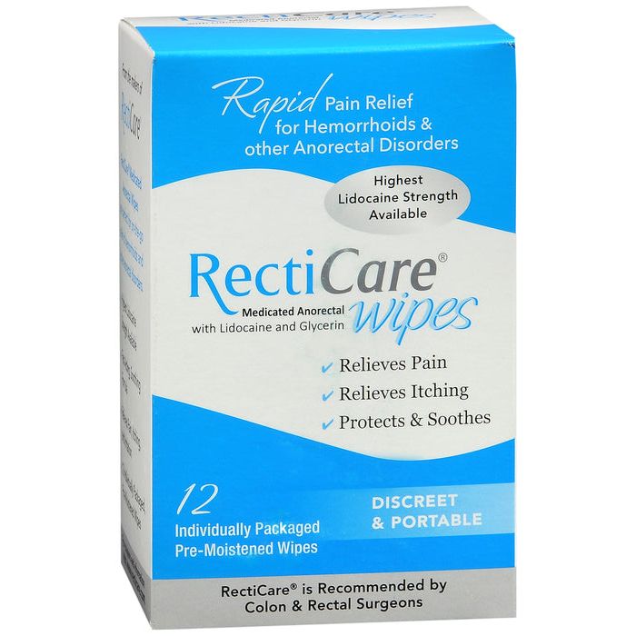 Recticare Medicated Anorectal Wipes 5 Lidocaine &amp; Glycerin by Pasteur Pharmacy