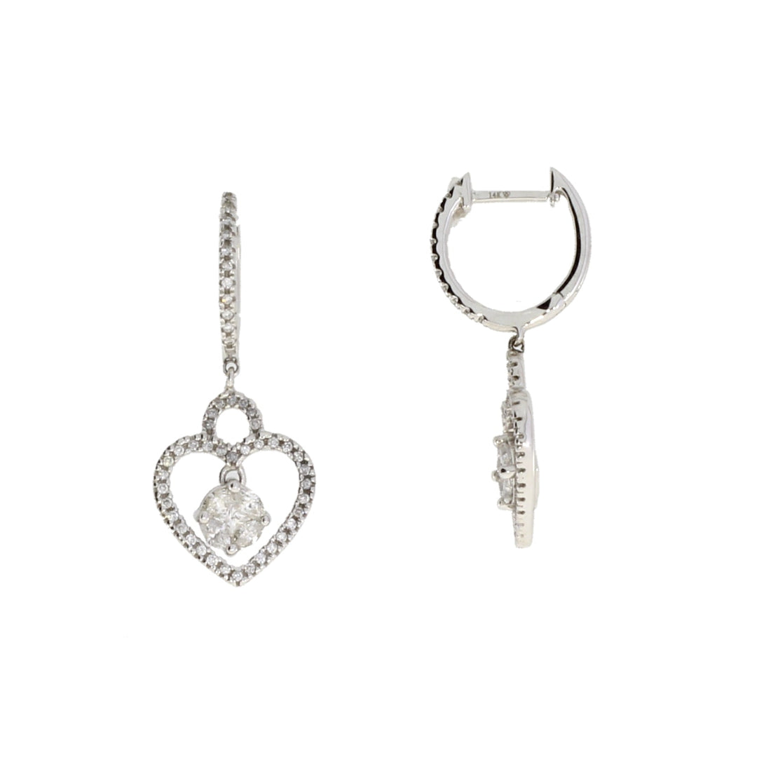 Natural .50ct Diamond Dangle Earrings 14KT White Gold by Bids.com
