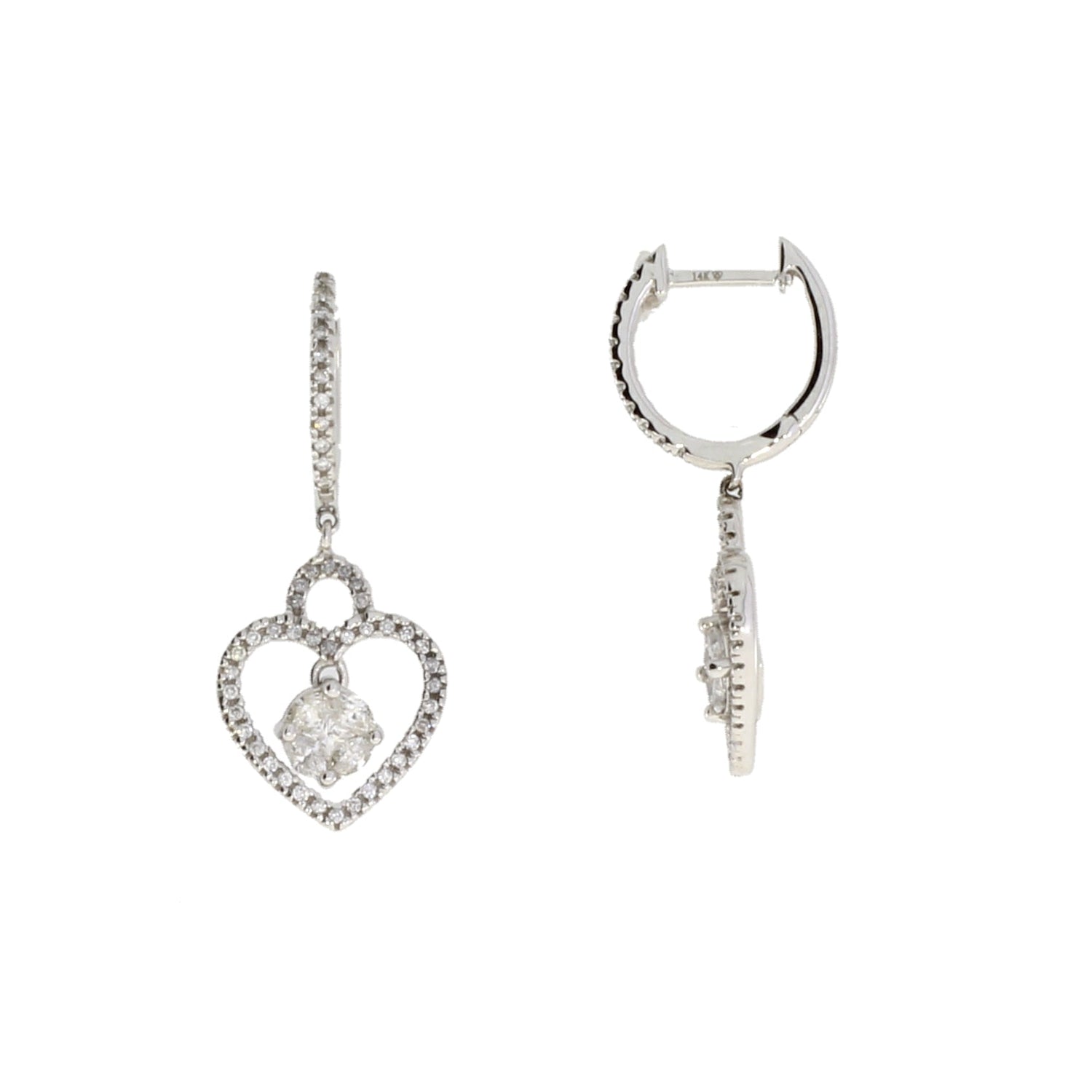 Natural .50ct Diamond Dangle Earrings 14KT White Gold by Bids.com