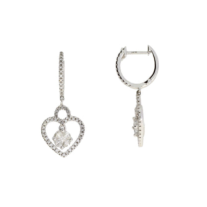 Natural .50ct Diamond Dangle Earrings 14KT White Gold by Bids.com