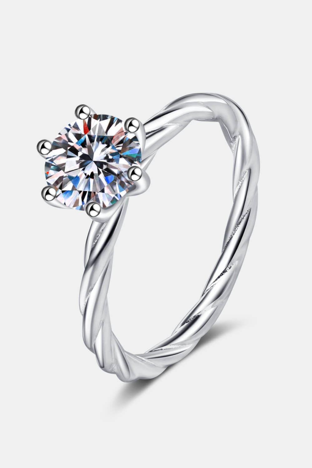 1 Carat Brilliant Round Cut Sparkala™ 6-Prong Twisted Ring - DestGlow