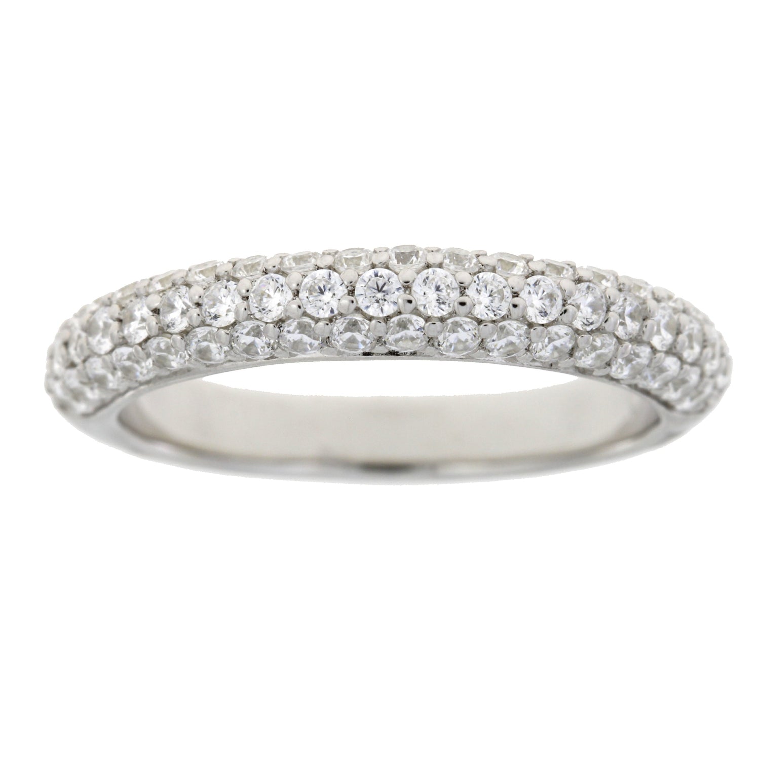 Cubic Zirconium Wedding Band Ring Sterling Silver by Bids.com