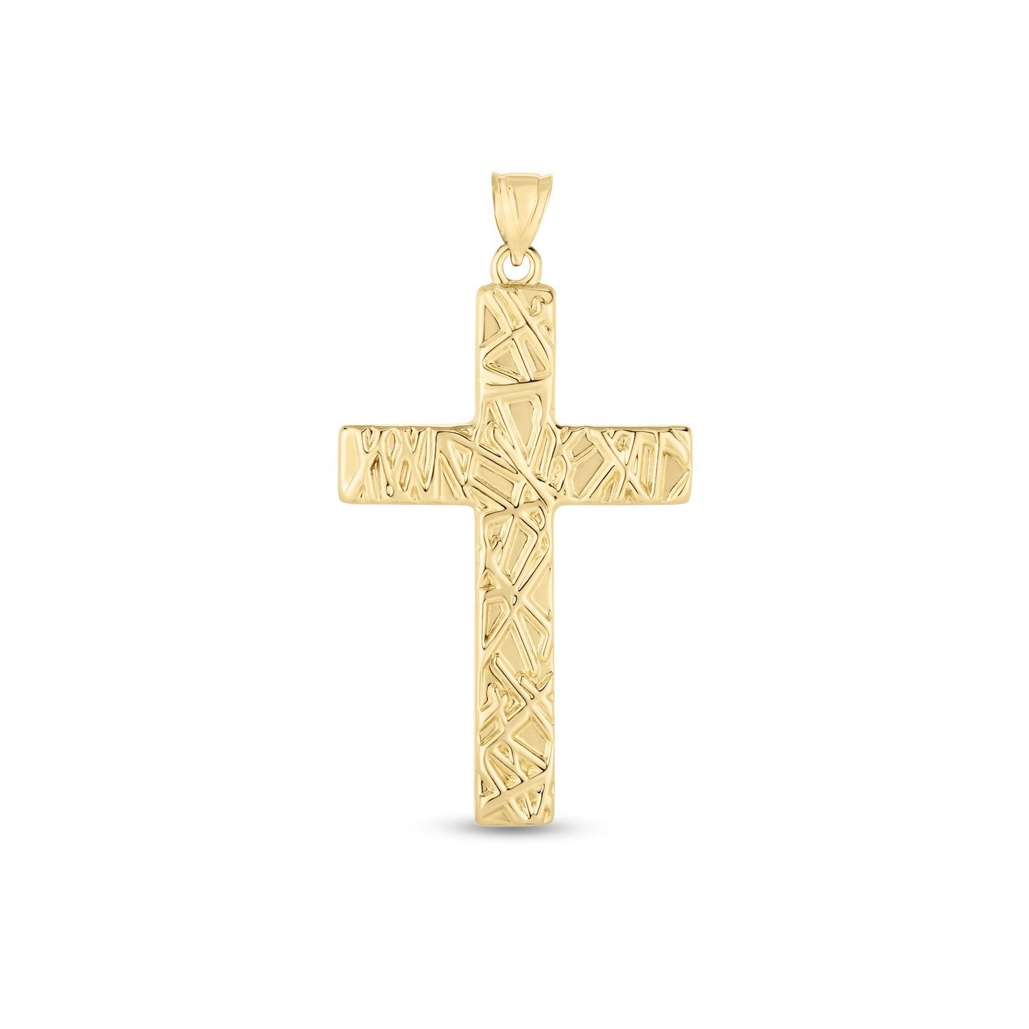 14k Yellow Gold High Polish Textured Cross Pendant by Bids.com