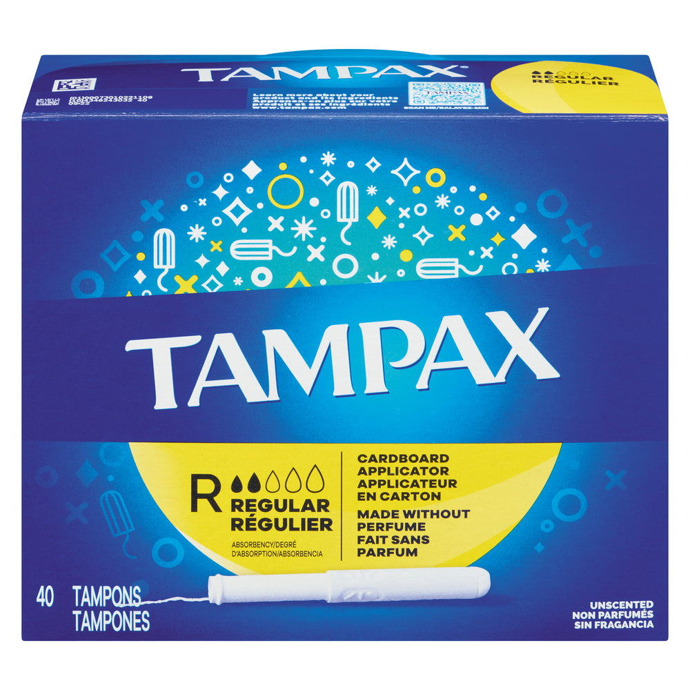 Tampax Cardboard Applicator Tampons Regular Absorbency Unscented 
