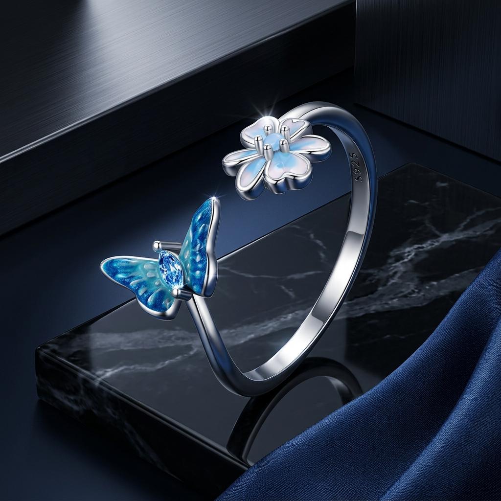 925 Sterling Silver Opal Nanometer Stone Plated Platinum Ring by Bids.com