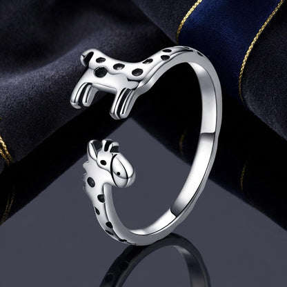 925 Sterling Silver Oxidized Giraffe Ring for Women by Bids.com