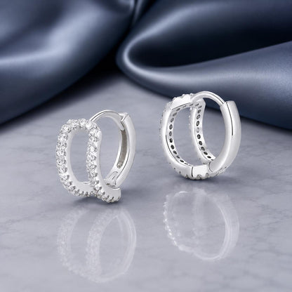 925 Sterling Silver Earrings with White Gold Plating and Pavé Setting CZ for Women  DestGlow